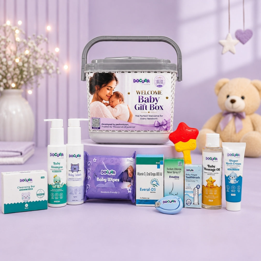 Docura Welcome Baby Gift Box with Basket (12 in 1)