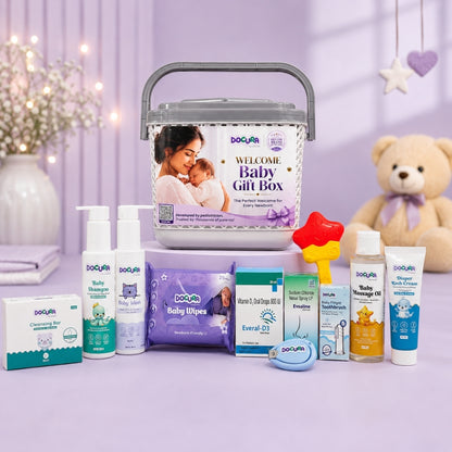 Docura Welcome Baby Gift Box with Basket (12 in 1)