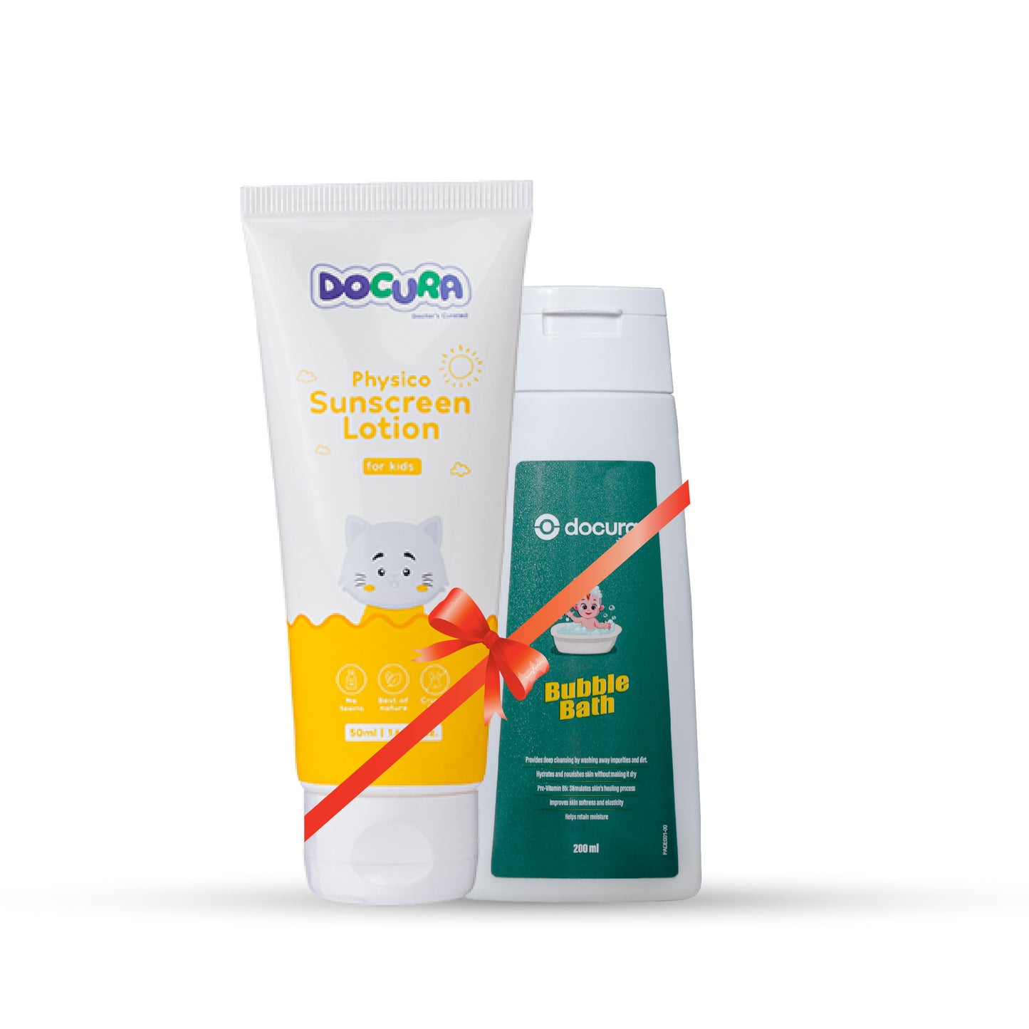 Docura Baby Care Combo of Physico Sunscreen Lotion SPF 50 + Docura Bubble Bath