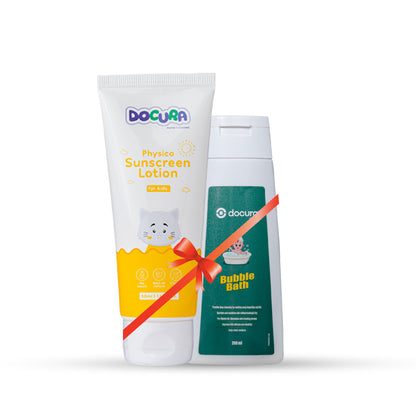 Docura Baby Care Combo of Physico Sunscreen Lotion SPF 50 + Docura Bubble Bath