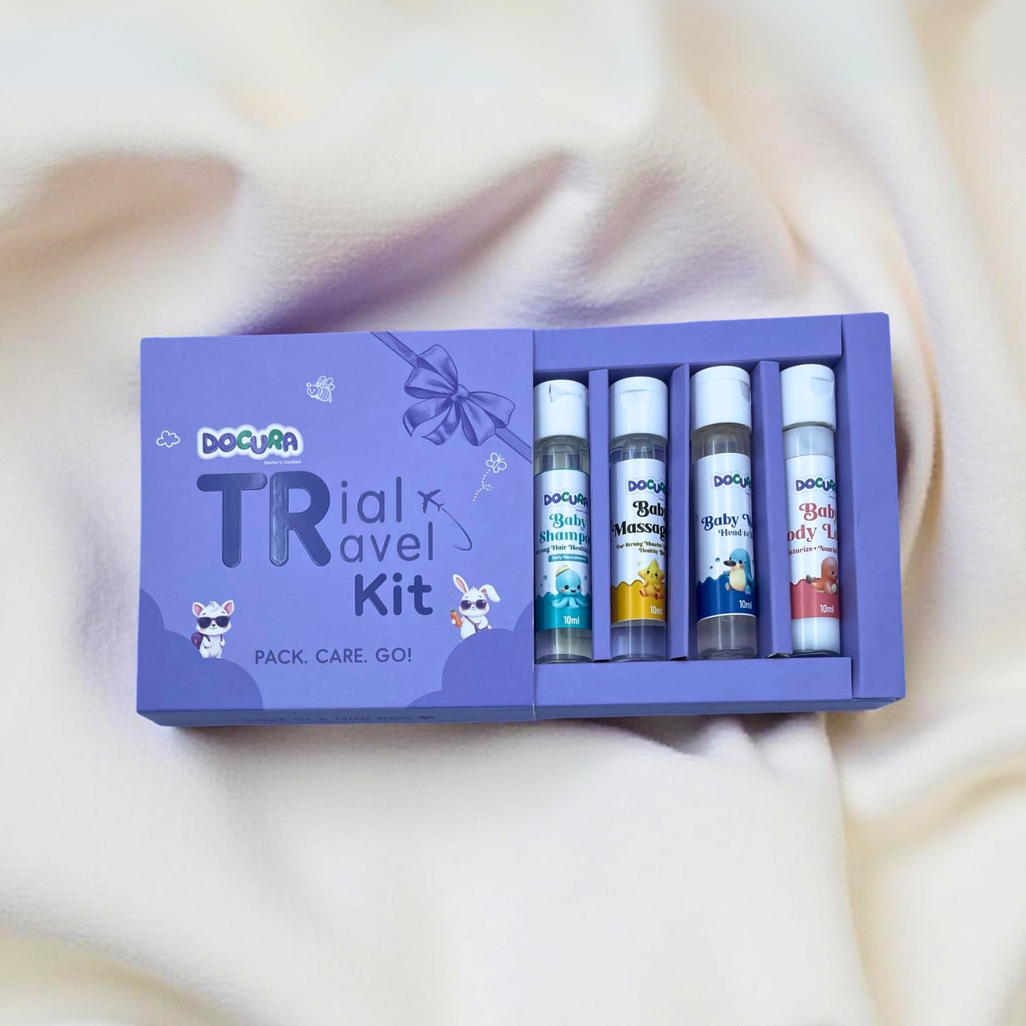 Documa baby product travel kit with five bottles