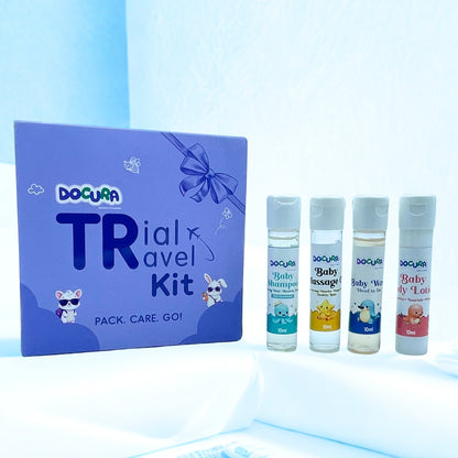 Docura baby product travel kit with four bottles 