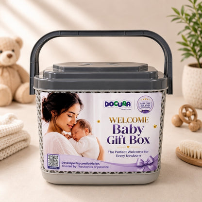 Docura Welcome Baby Gift Box with Basket (12 in 1)
