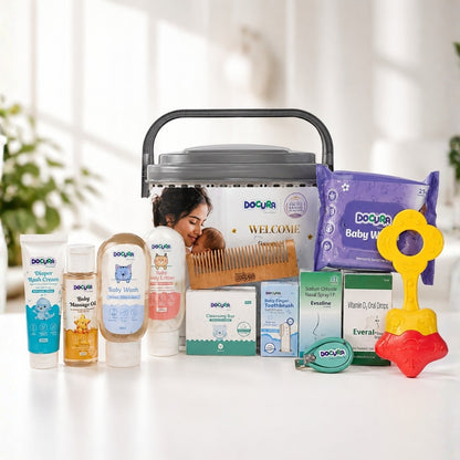 Welcome Baby Gift Box (Pack of 12 Products) + Free Baby Bib