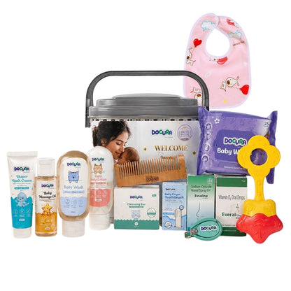 Welcome Baby Gift Box (Pack of 12 Products) + Free Baby Bib