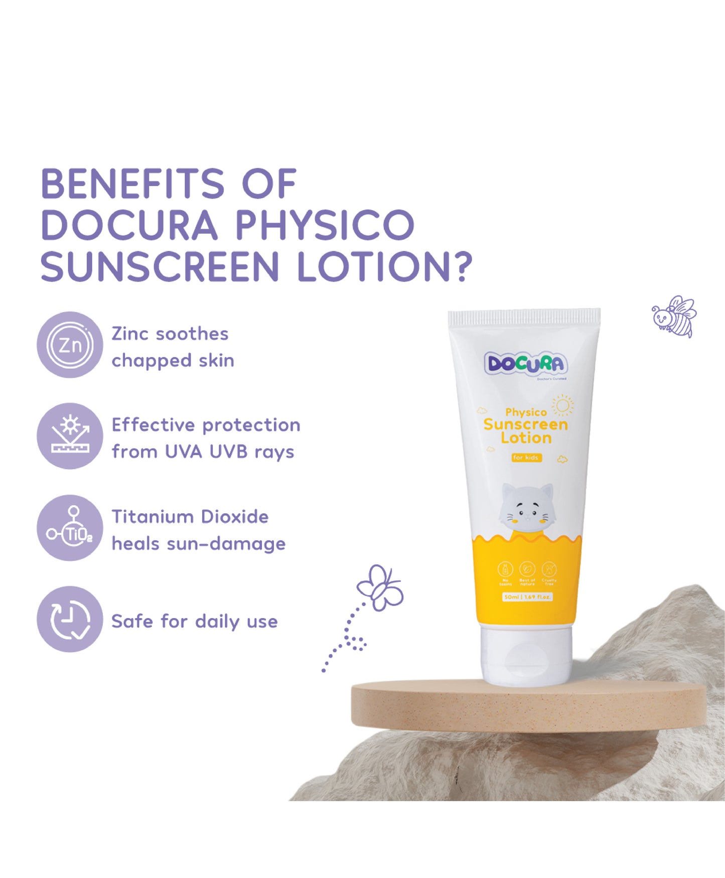 Docura Baby Care Combo of Physico Sunscreen Lotion SPF 50 + Docura Bubble Bath