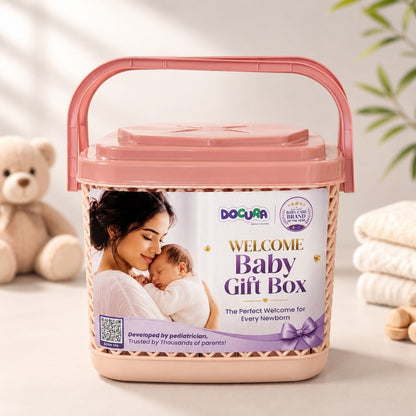 Docura Welcome Baby Gift Box with Basket (12 in 1)