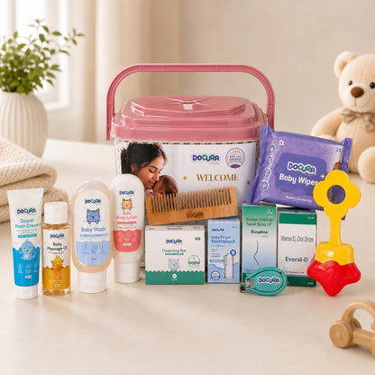 Welcome Baby Gift Box (Pack of 12 Products) + Free Baby Bib