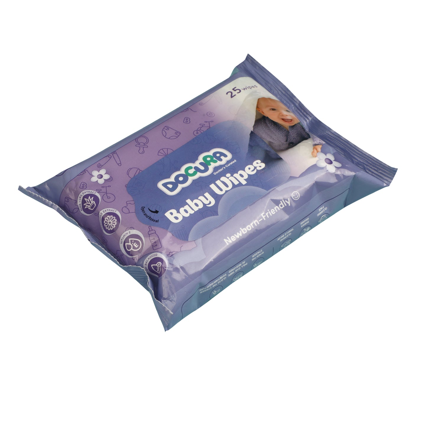 Docura Newborn-Friendly Baby Wipes, Pack of 25 Wipes